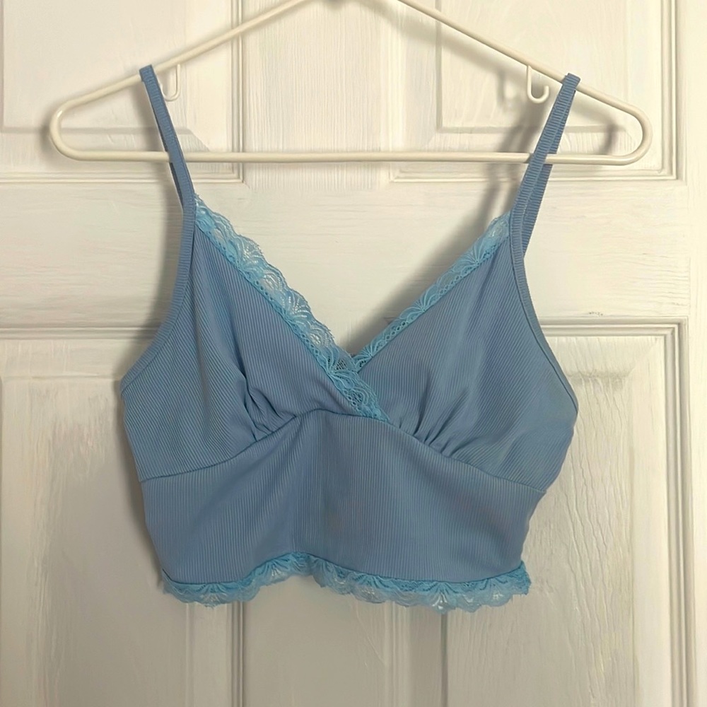 Small Shein blue lace crop top